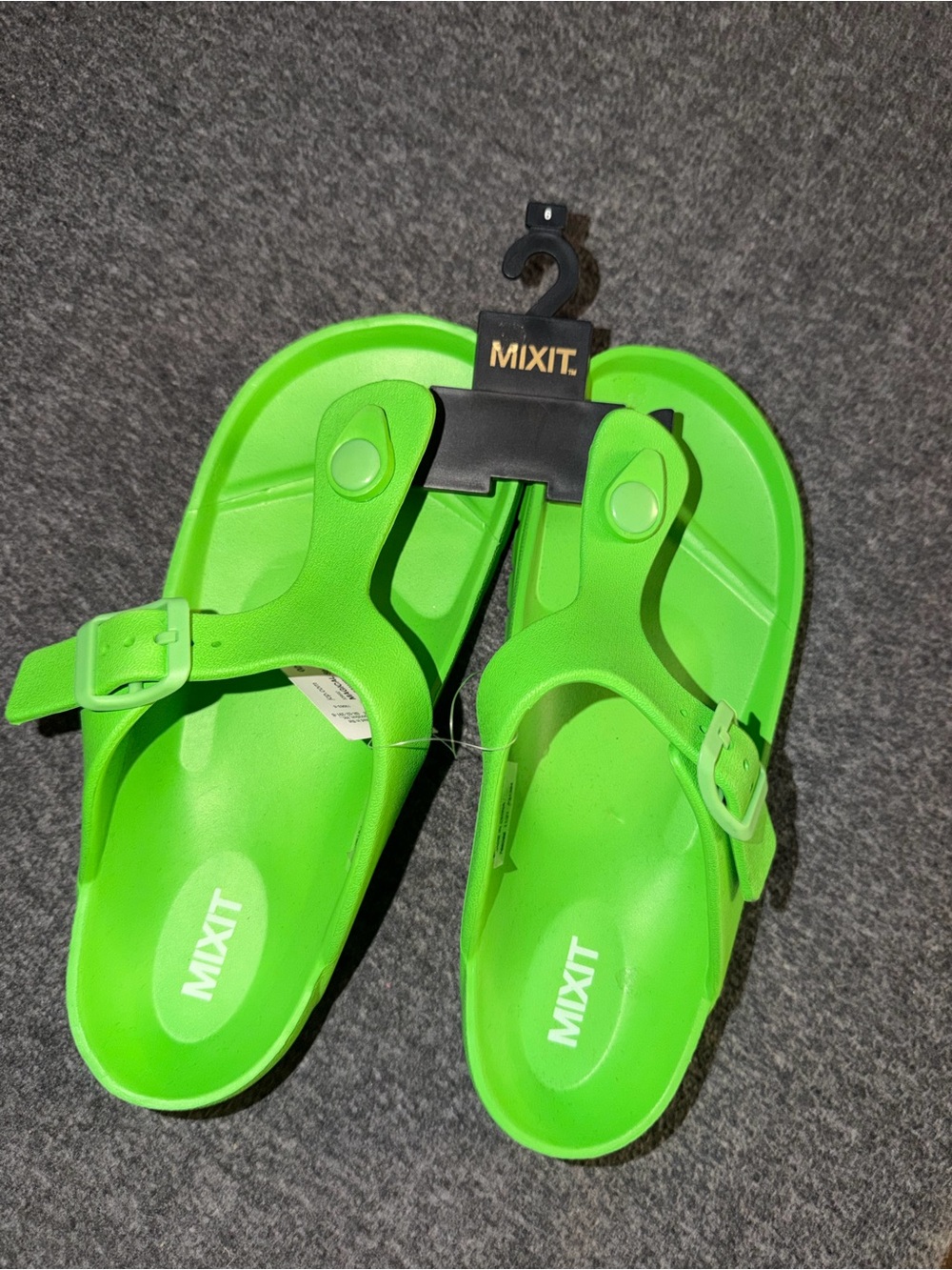 Mixit green thong slide sandals with side buckles size 6